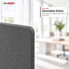 Akustik-Tischtrennwand | Silent Desk | Schreibtisch-Trennwand mit Polyesterbezug & Tischklemmen | 160 × 60 cm | 3 Farben