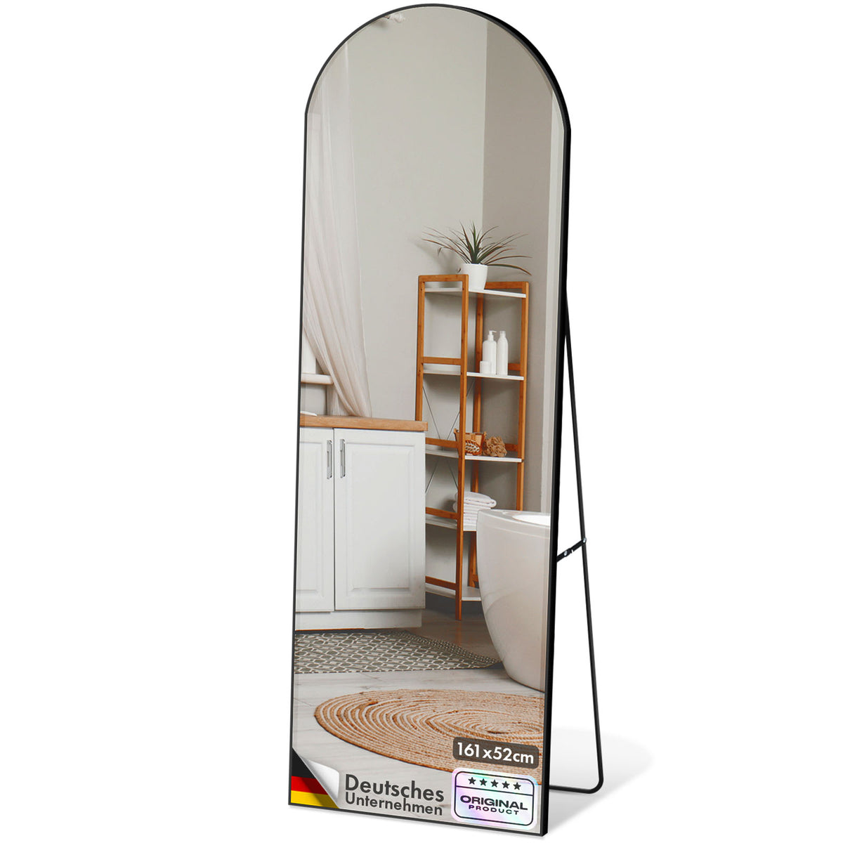 Ganzkörperspiegel | Madison | Schwarzer gewölbter Aluminiumrahmen | Freistehend & Wandmontage