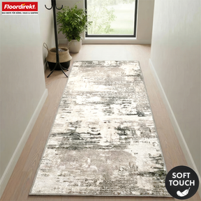 Teppichläufer | Ravena | Moderner Läufer in Anthrazit, Braun & Sand | Abstraktes Design mit rutschhemmender Gel-Rückseite