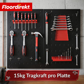 Werkzeugwand | Parker | Lochwand Set aus Metall mit Zubehör | Werkzeughalter für Werkstatt & Garage