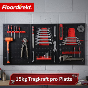 Werkzeugwand | Parker | Lochwand Set aus Metall mit Zubehör | Werkzeughalter für Werkstatt & Garage