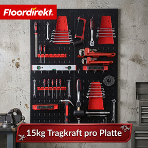 Werkzeugwand | Parker | Lochwand Set aus Metall mit Zubehör | Werkzeughalter für Werkstatt & Garage