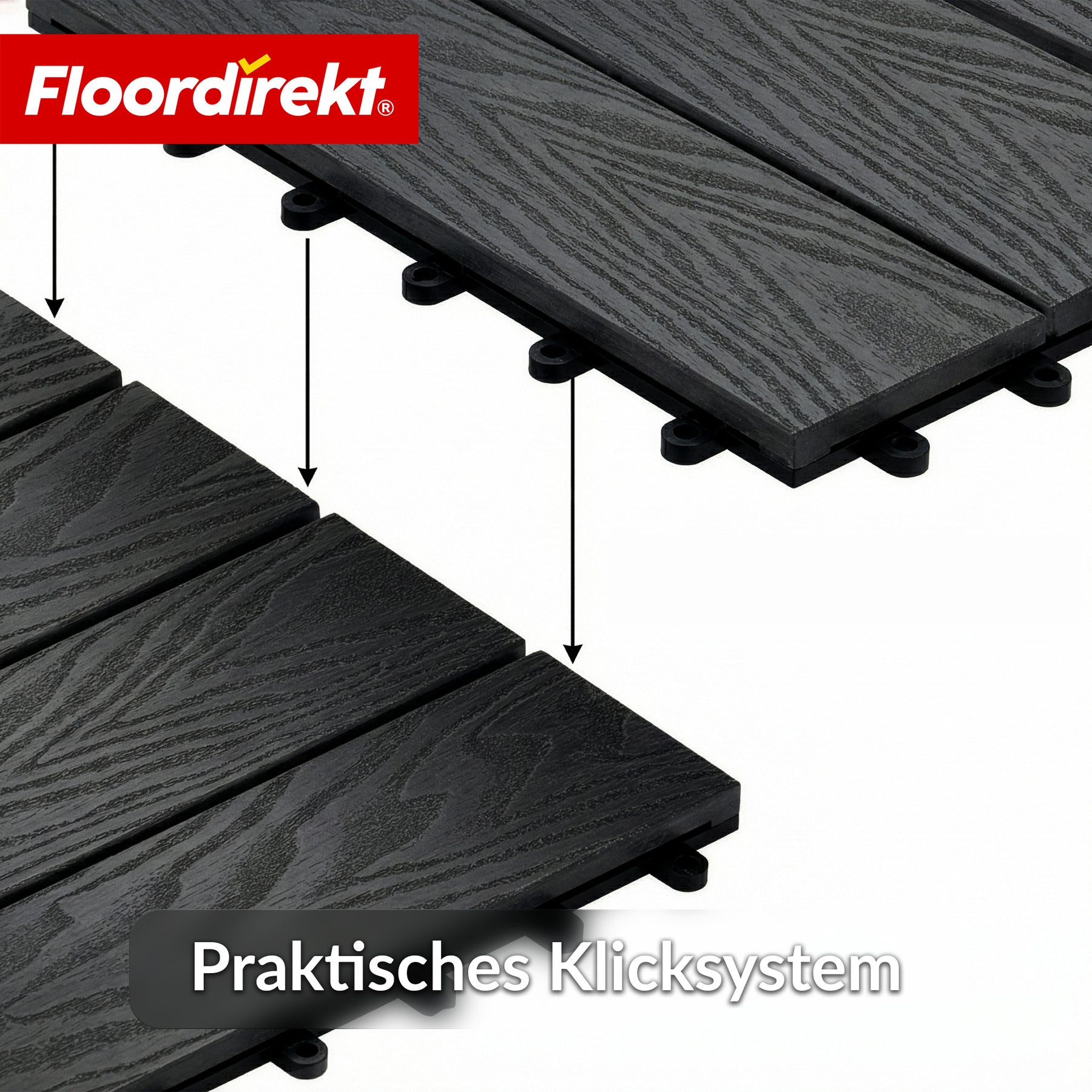 WPC-Terrassenfliese | Noble 3D | Moderne Klickfliese 30 x 30 cm für Balkon & Terrasse