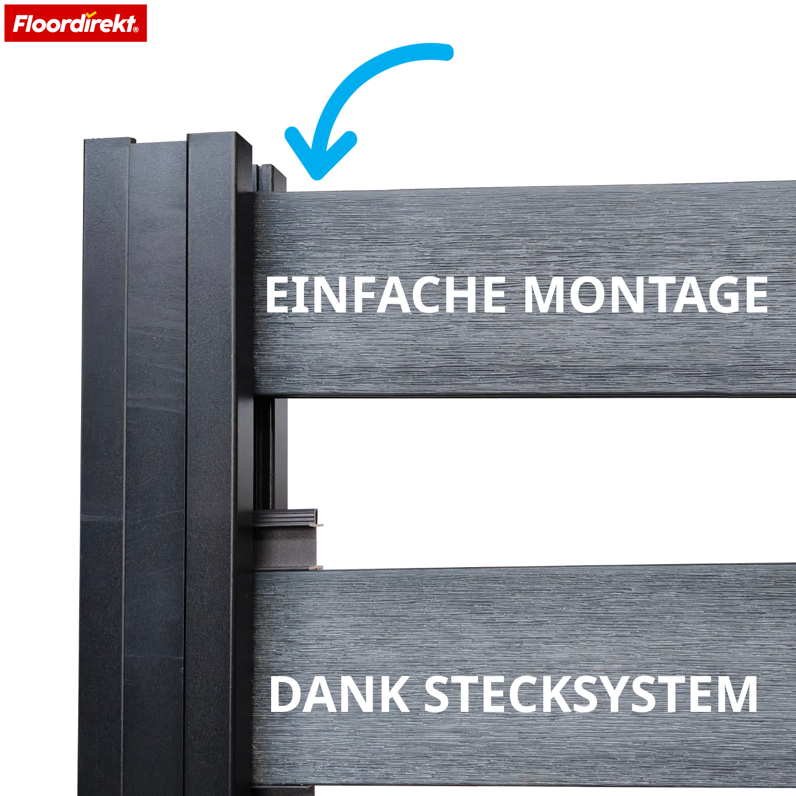 WPC Sichtschutzzaun | Elba | 180x180 cm Anthrazit | Wetterfest, UV-stabil & pflegeleicht mit Aluminium-Pfosten