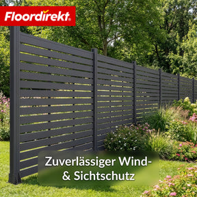 WPC-Sichtschutzzaun | Milos | 180 x 180 cm in Anthrazit mit Aluminium-Pfosten
