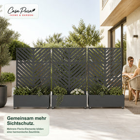 Pflanzkasten mit Rankgitter | Floris | Mobiler Sichtschutz aus verzinktem Stahl | 119,5 × 40,6 × 185,5 cm