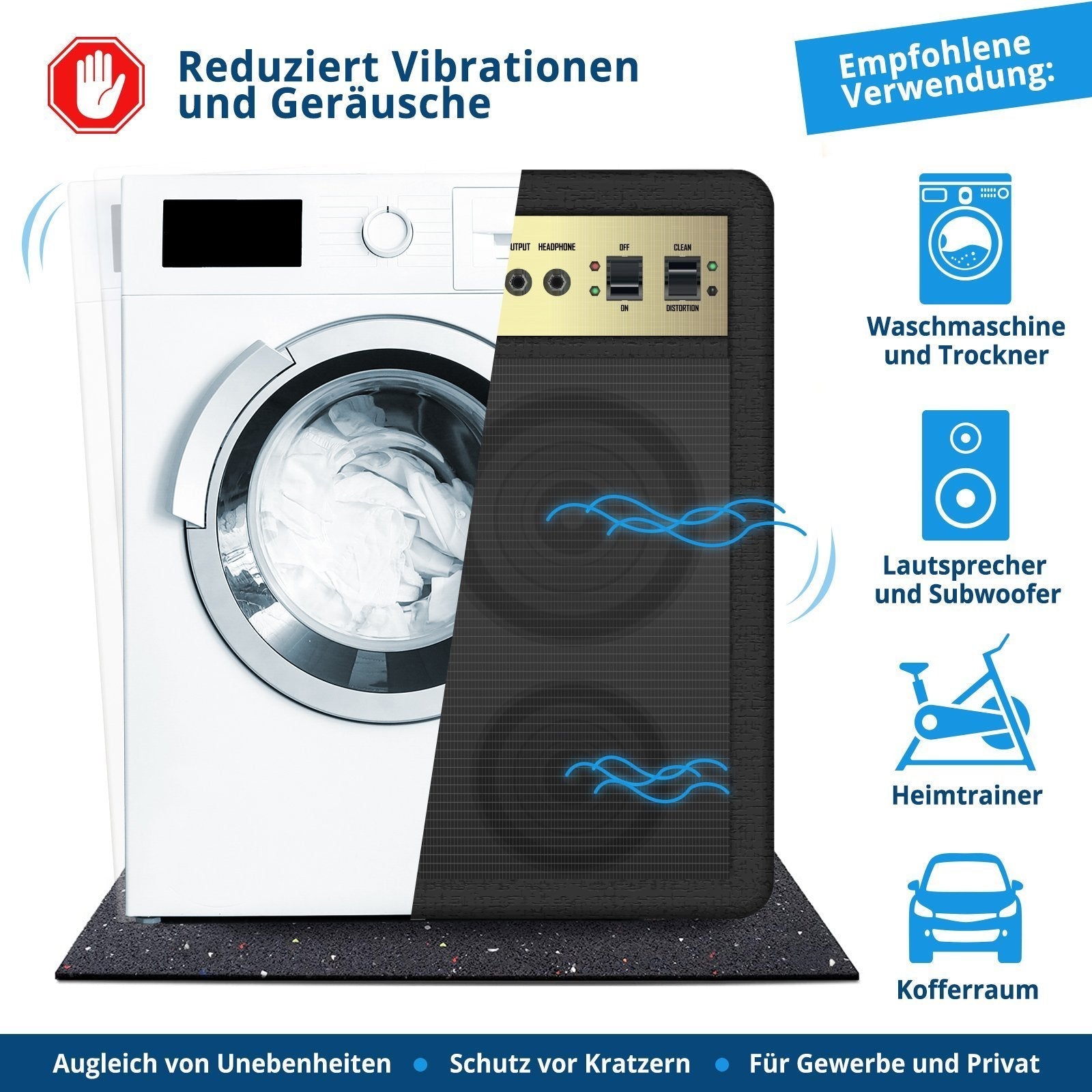 Antivibrationsmatte | Geeignet fr Waschmaschinen | Schallschutzmatte | Zuschneidbar Antivibrationsmatte | Geeignet fr Waschmaschinen | Schallschutzmatte | Zuschneidbar